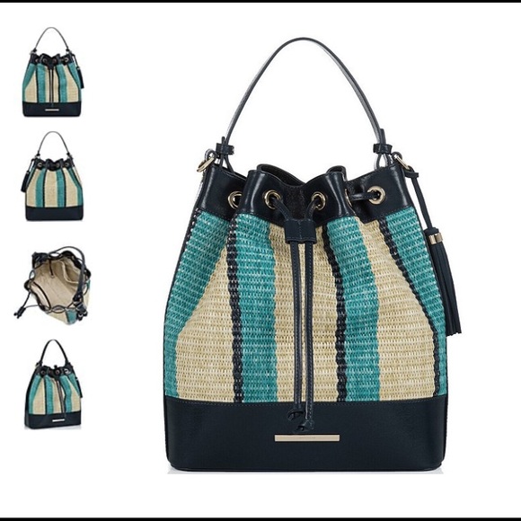 BRAHMIN
Anguilla Collection Marlowe Striped Drawstring Straw Bucket Shoulder Bag - Picture 11 of 13